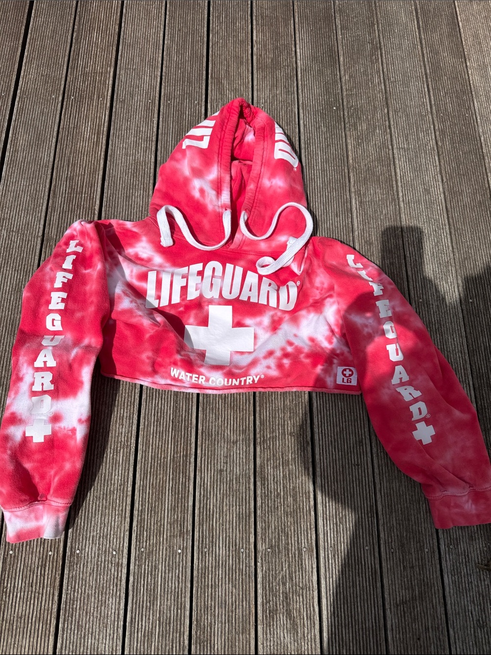 Lifeguard Tie-Dye Crop Hoodie - Red